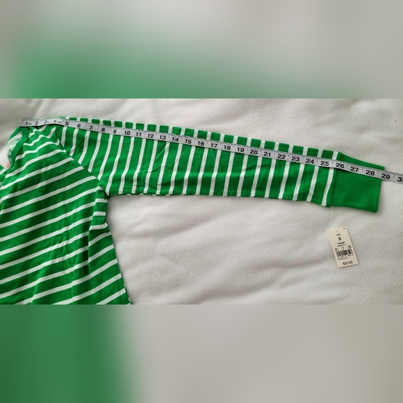 NWT Women's Sz Small Pajama Set, Green and White Striped - Picture 10 of 16